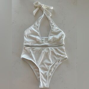 High Waisted Sparkle White Bikini Swim | Size Small